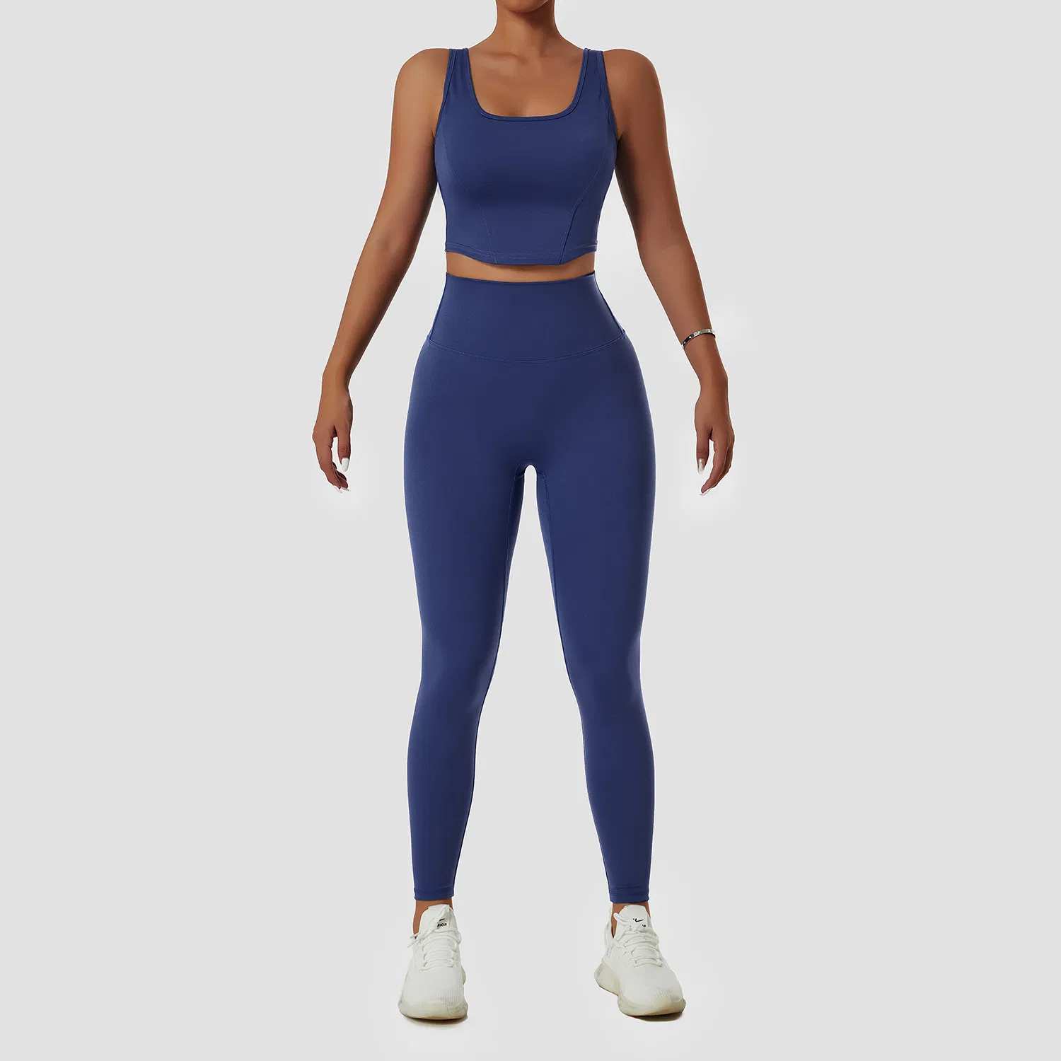 Conjunto de yoga de tela reciclada ecológica para mujeres, ropa deportiva para ciclismo y running