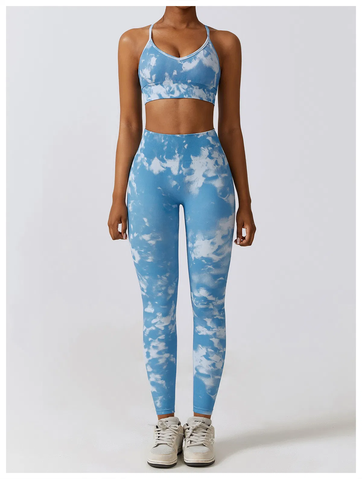 Ropa deportiva para mujeres, sujetadores sin costuras impresos, tops transpirables, leggings para correr