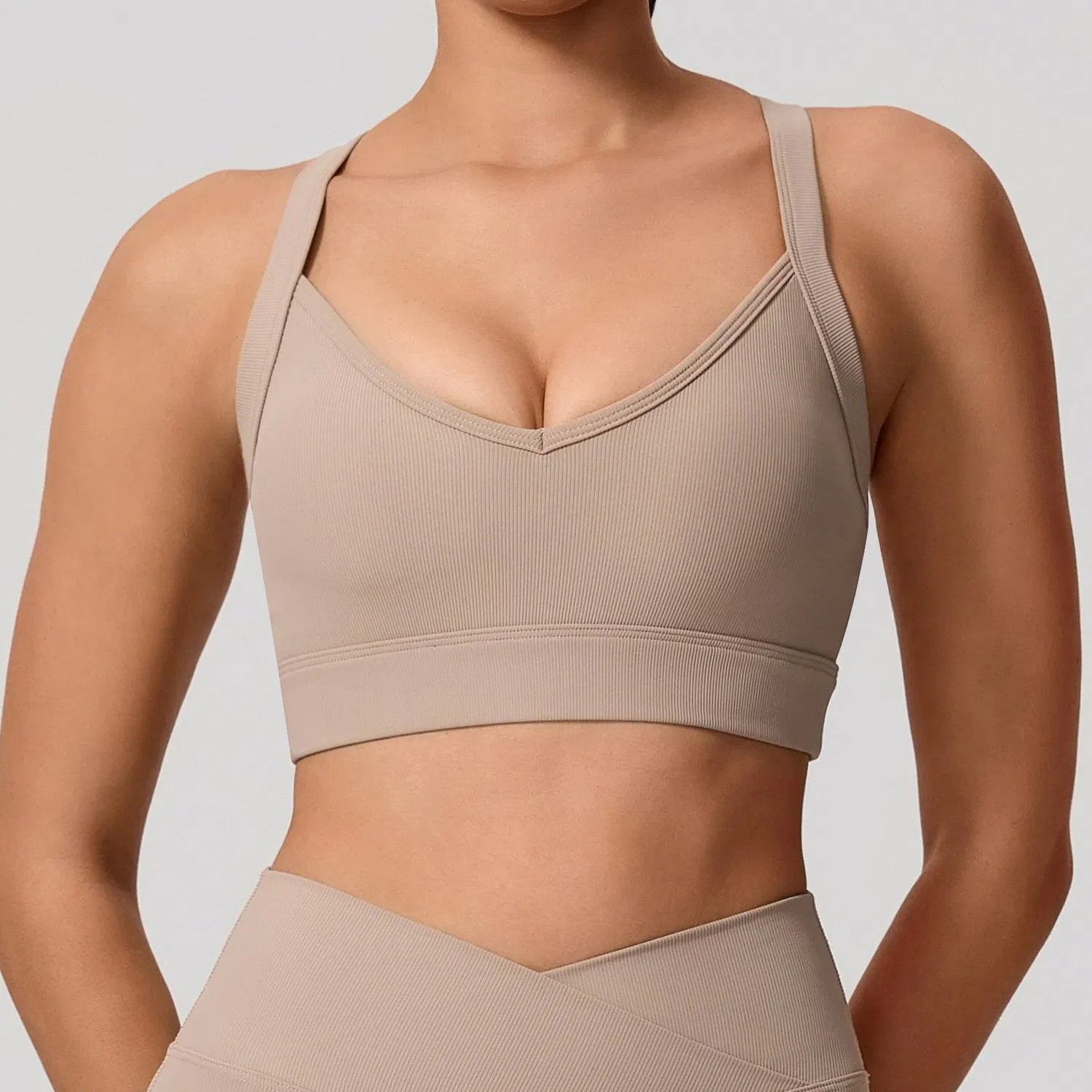 Nuevo sujetador deportivo de alta intensidad para mujer con espalda cruzada, a prueba de impactos y con realce