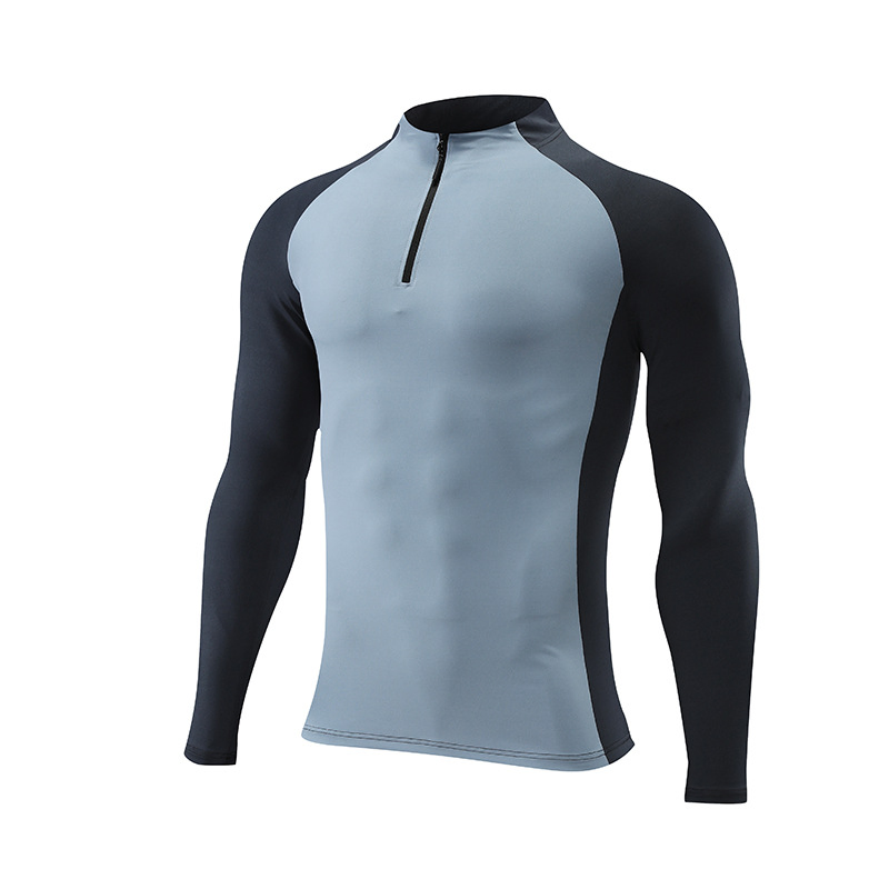 Ropa de secado rápido de manga larga para otoño e invierno, camiseta ajustada de entrenamiento con media cremallera para hombres, baloncesto, running y deportes al aire libre