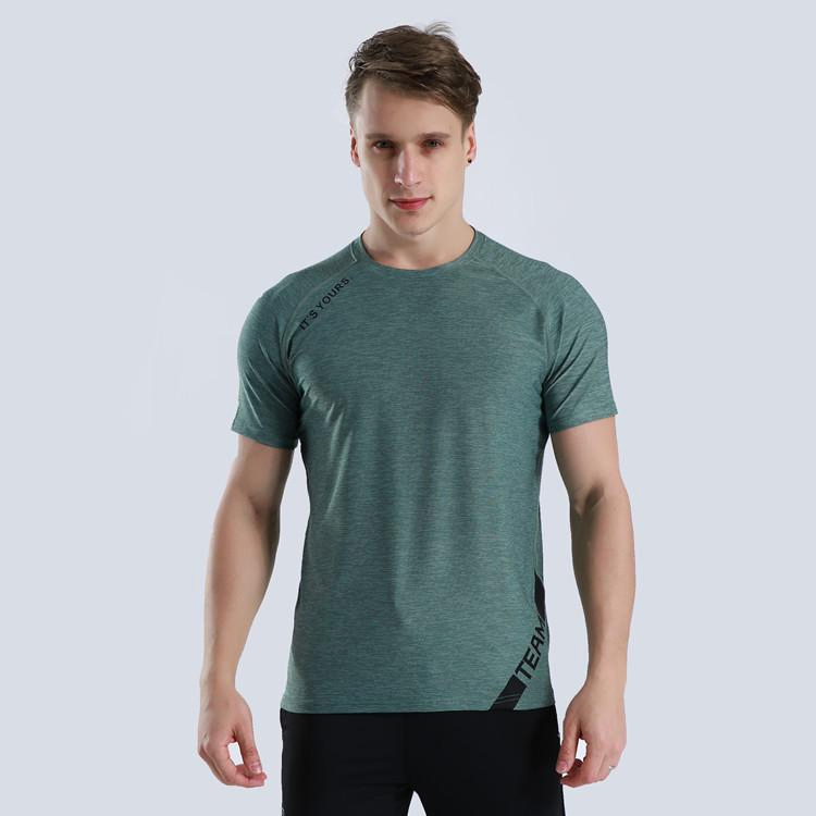 Camiseta de gimnasio para correr de color sólido, ajuste ceñido, absorción de humedad, secado rápido, camiseta deportiva de poliéster y spandex para hombres