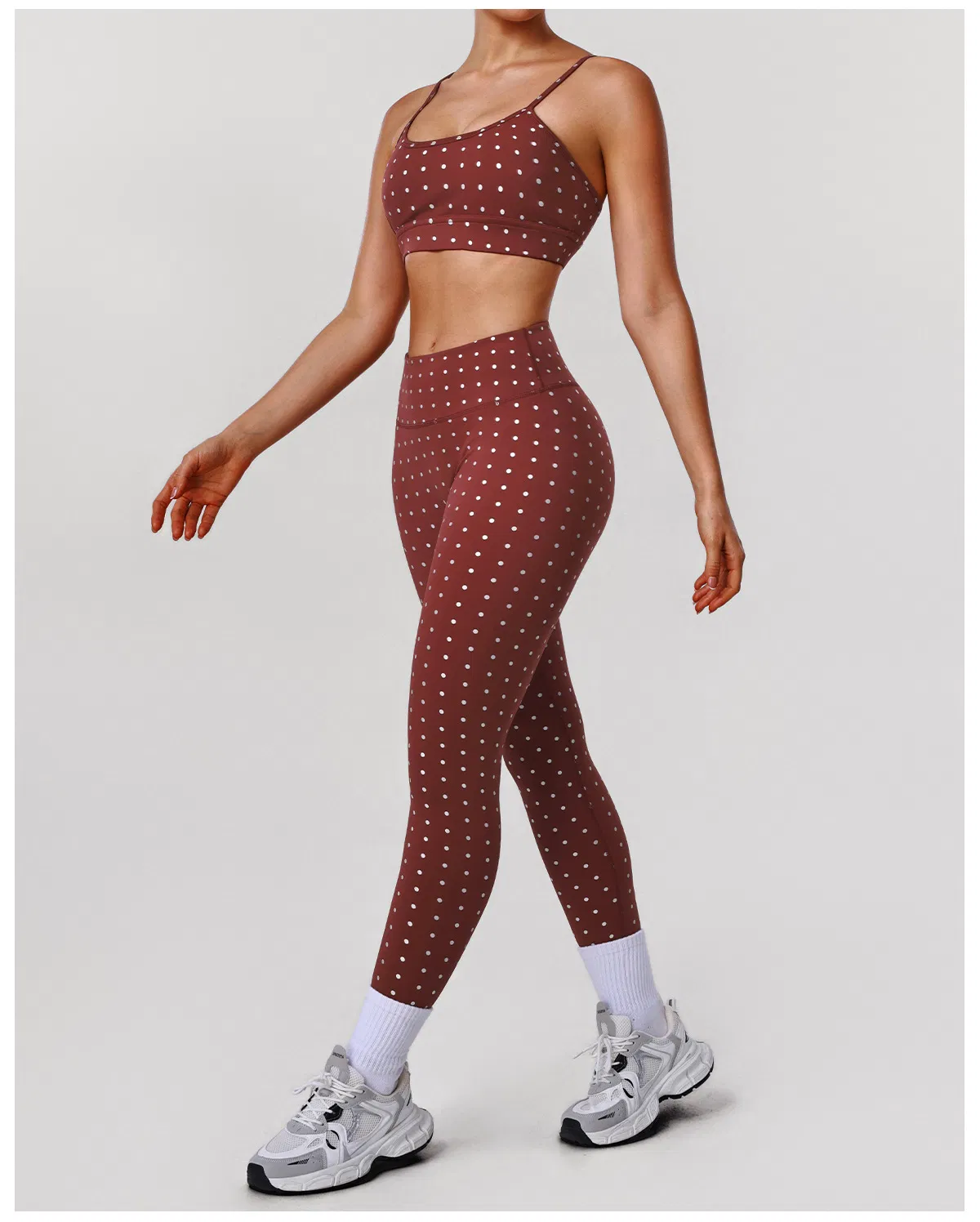 Conjuntos de entrenamiento para mujer Polka DOT, leggings de alta elasticidad, sujetador deportivo, ropa de gimnasio