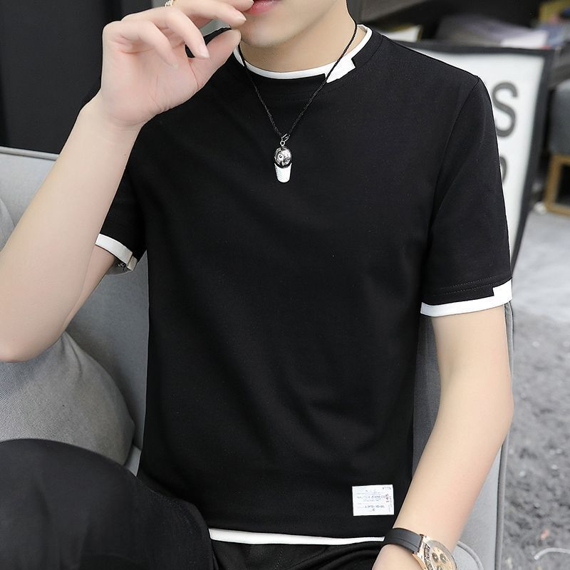 Camiseta de manga corta para hombre, camiseta básica de algodón casual de verano, camiseta de cuello redondo de media manga, ropa de hombre, nuevo estilo T