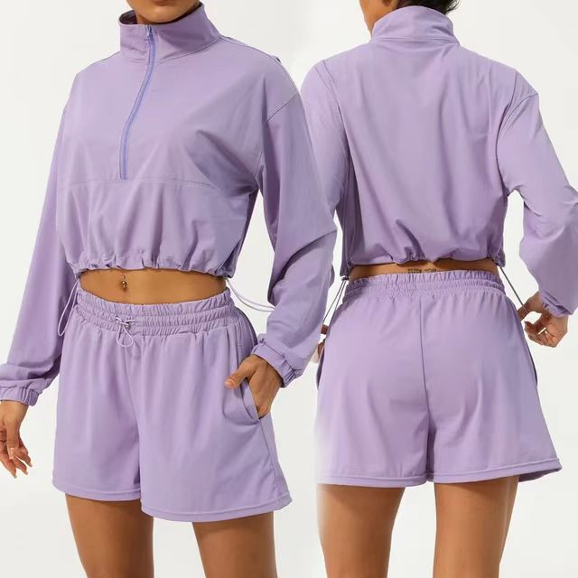 Conjunto deportivo casual de dos piezas de manga larga transpirable para protección solar, ropa de senderismo y running al aire libre, de secado rápido y ligera
