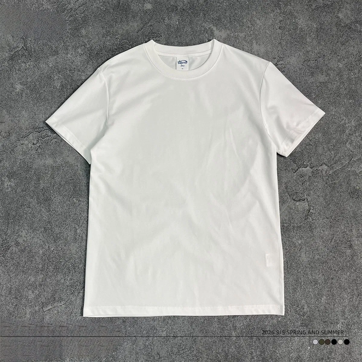 Serie de Sensación Fresca Deportes 210GSM Ajustado de Alta Elasticidad Moldeador Corto Fitness Corredor Ajustado de Manga Corta T-Shirt Solona