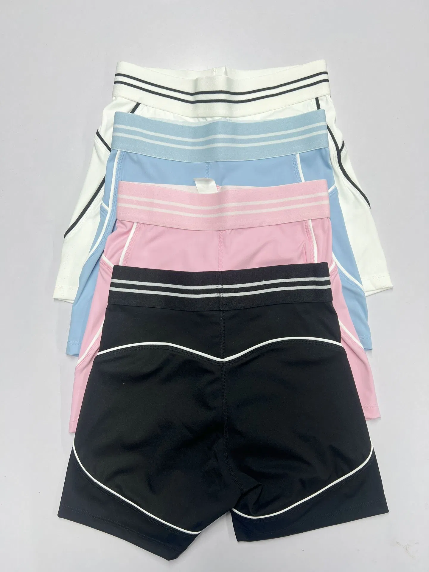 Conjunto de 2 piezas de moda femenina para ejercicio, shorts con bloques de color y sujetador deportivo, ropa activa para pilates, yoga, fitness, gimnasio y correr para mujeres