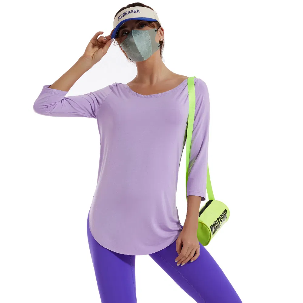 Ropa de yoga suelta de gran tamaño para mujeres en primavera y verano, ropa de gimnasio para entrenamientos, camisetas de manga larga