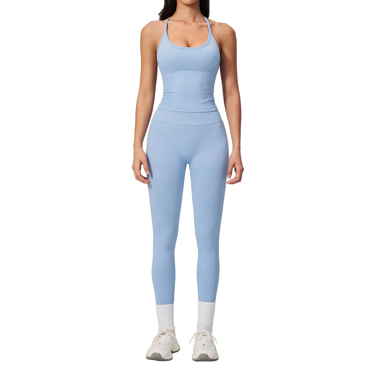 Conjunto de Yoga de Verano para Mujeres, Ropa Activa Sin Costuras, Cintura Alta, Control de Abdomen, Levantamiento de Glúteos 2-Piece Ropa de Gimnasio al Aire Libre, Conjunto de Fitness, Ropa Deportiva