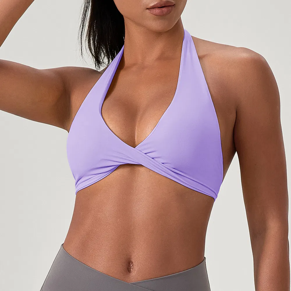 Sujetadores deportivos de alto rendimiento con tirantes cruzados y elásticos, tops de entrenamiento acanalados para mujeres, sujetadores deportivos de alto impacto para fitness
