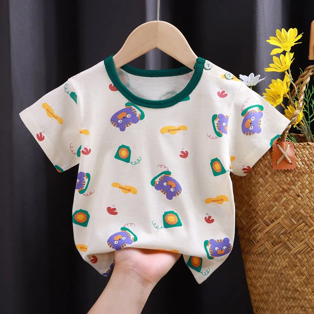 Ropa infantil para niños y niñas, nueva moda de verano con camisetas de manga corta
