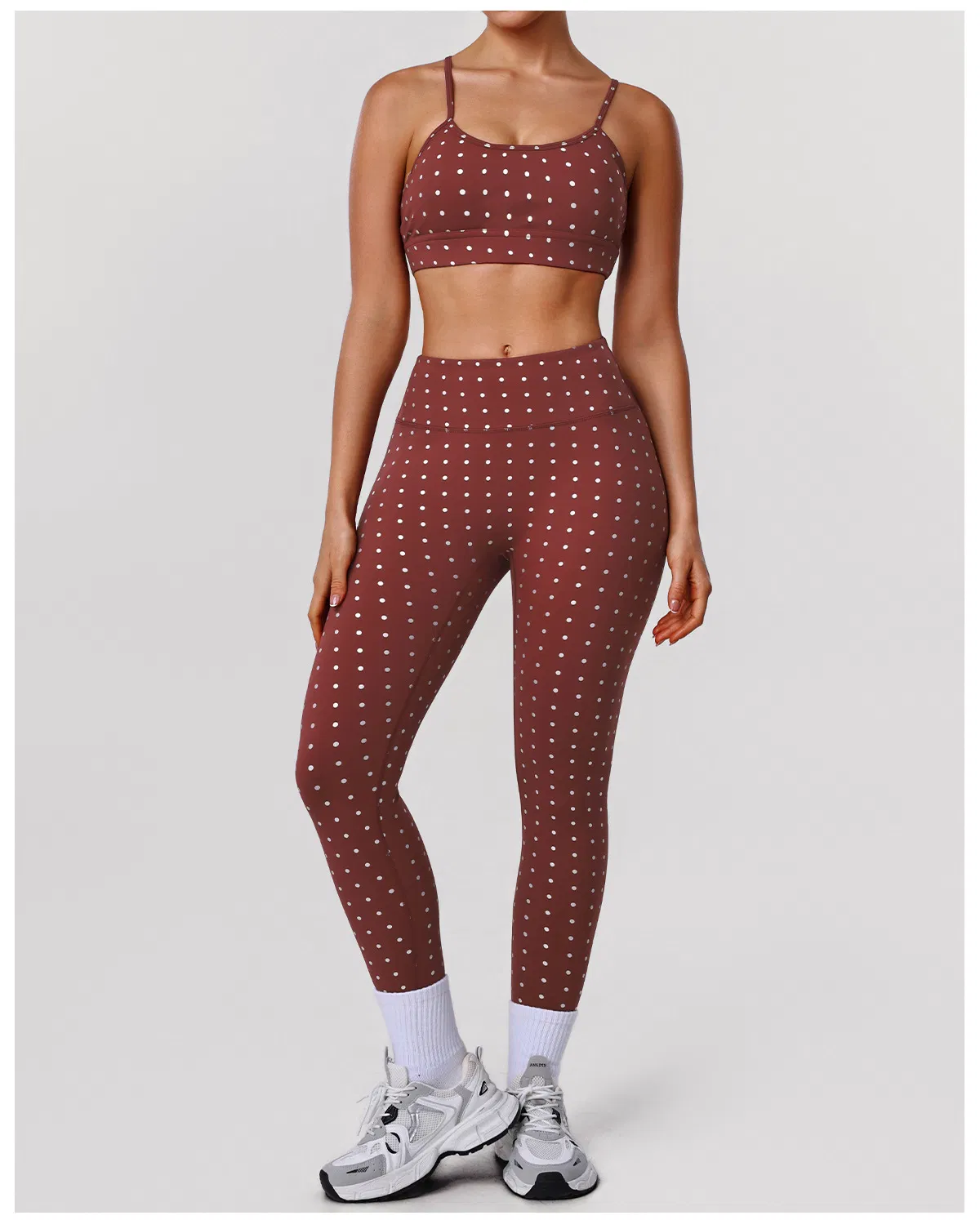 Conjuntos de entrenamiento para mujer Polka DOT, leggings de alta elasticidad, sujetador deportivo, ropa de gimnasio
