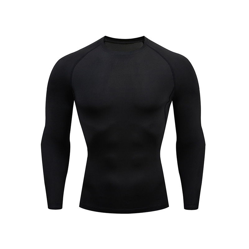 Camiseta de compresión para hombres, entrenamiento de fitness, ajustada, deportiva, gimnasio, culturismo, de manga larga, camiseta negra para correr, camiseta ajustada para el gimnasio