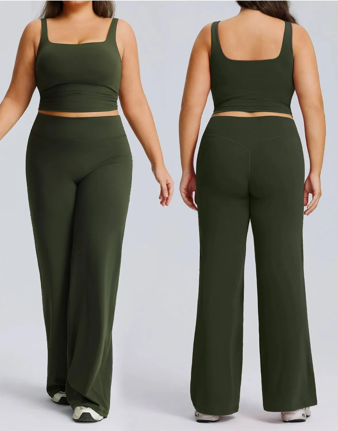 Breathable Plus Size Gym Wear Yoga Crop Tank Top Shorts 2-Piece Set Eco-Friendly Recyclable Lightweight Sports Bra Scrunch Butt Gym Fitness Sportswear