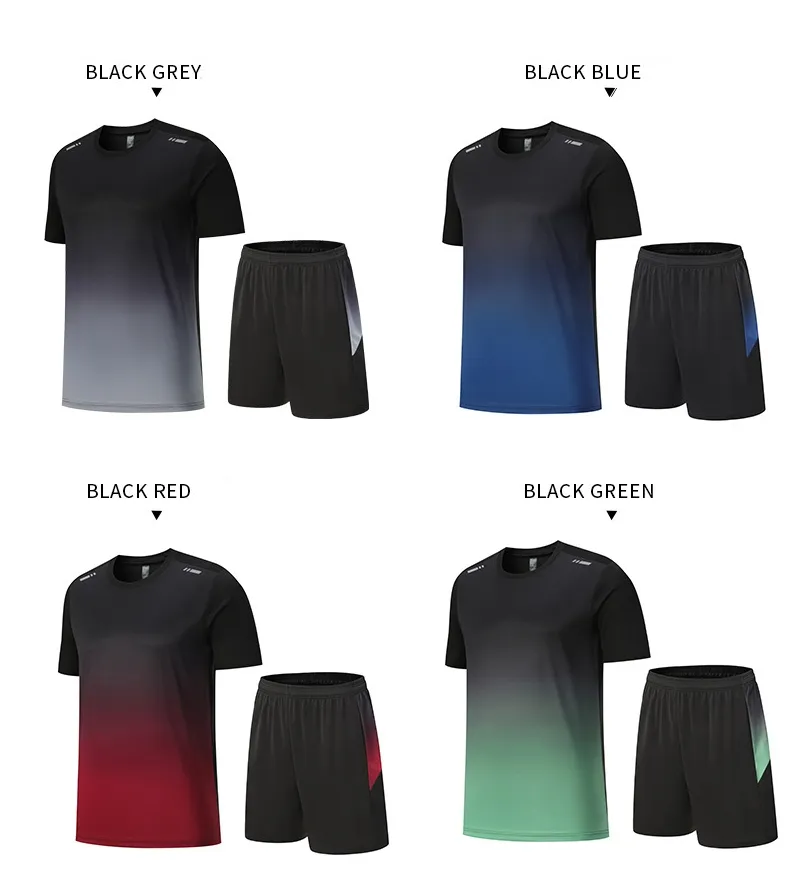 Conjuntos de entrenamiento deportivo para hombres, ropa de fitness, secado rápido, camiseta de baloncesto y fútbol