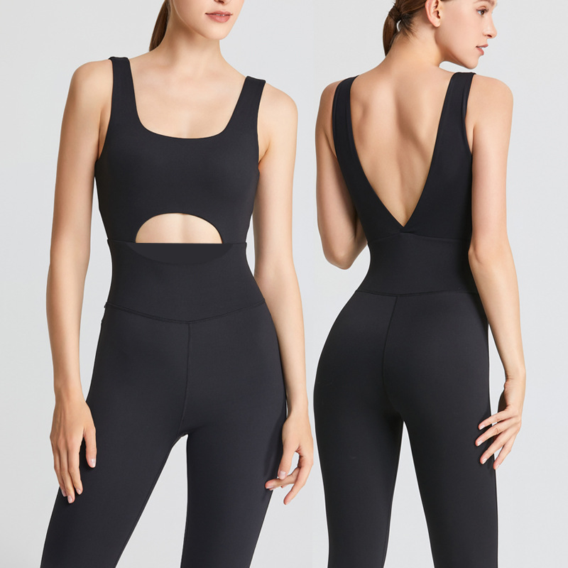 Yw974L Europa y Estados Unidos Nuevo Mono Enterizo Ajustado Traje de Fitness Femenino Hueco Espalda Bella Ropa de Danza Pilates Yoga