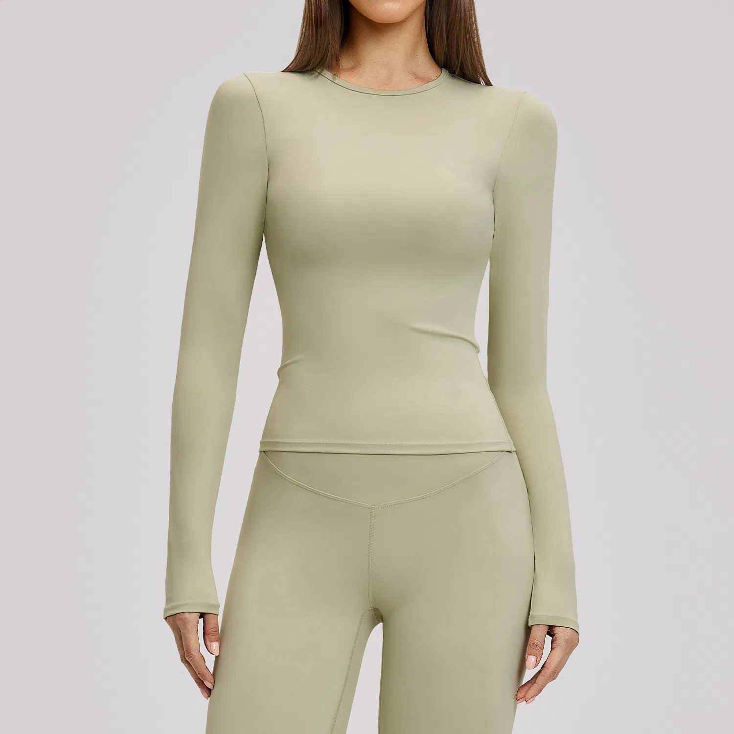 Moda Mujeres Alta Intensidad Personalizado Cepillado Transpirable Ajustado Deportes Fitness Correr Manga Larga Yoga Gimnasio Camiseta