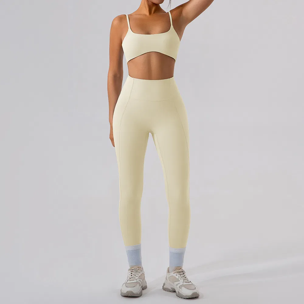 Conjunto de Yoga Sin Costuras para Mujeres, Ropa Deportiva de Secado Rápido — Conjunto de Entrenamiento de Espalda Descubierta, Compresión con Sensación de Piel Desnuda para Gimnasio y Correr