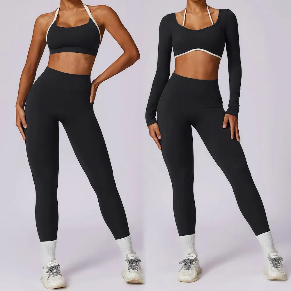 Nueva ropa de gimnasio y fitness de Pilates Cool 2/3PCS para mujer, popular sujetador deportivo + top de yoga sin espalda + leggings de running con bolsillo para entrenamiento