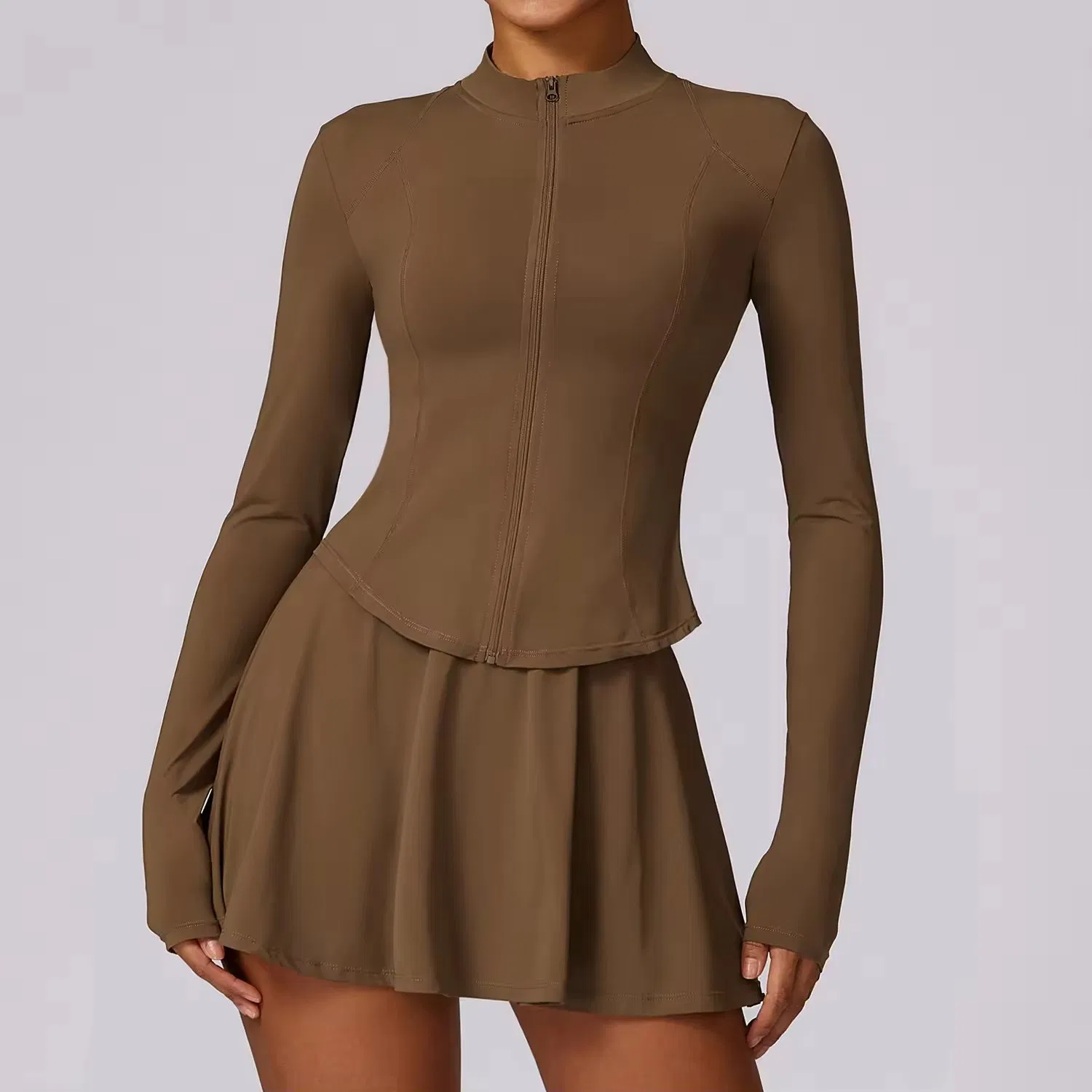 Conjunto de ropa de fitness para mujeres con chaqueta de yoga y running de manga larga, protección solar anti UV, secado rápido para actividades al aire libre en verano