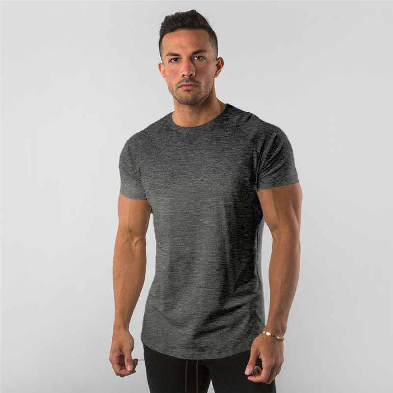 Camiseta de algodón de verano de manga corta para hombres, ropa de gimnasio, moda, tops ajustados lisos, camisetas deportivas, culturismo, camiseta de fitness para hombres