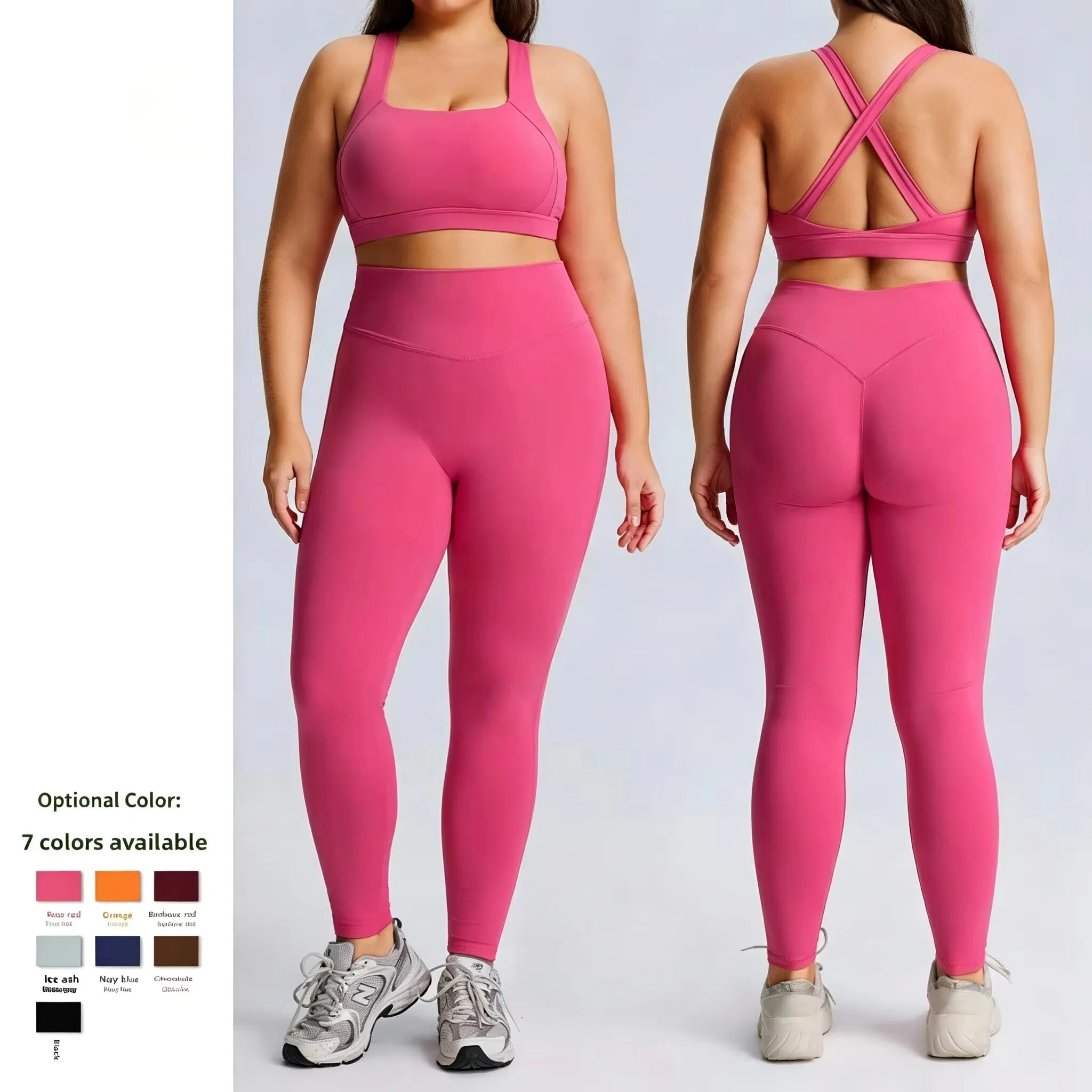 Conjunto de pantalones cortos de yoga de talla grande personalizado europeo americano con cintura elástica, suave, de tela ecológica y transpirable para deportes y fitness diario