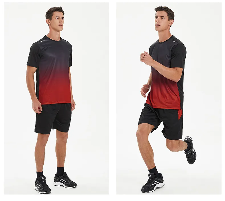 Conjuntos de entrenamiento deportivo para hombres, ropa de fitness, secado rápido, camiseta de baloncesto y fútbol