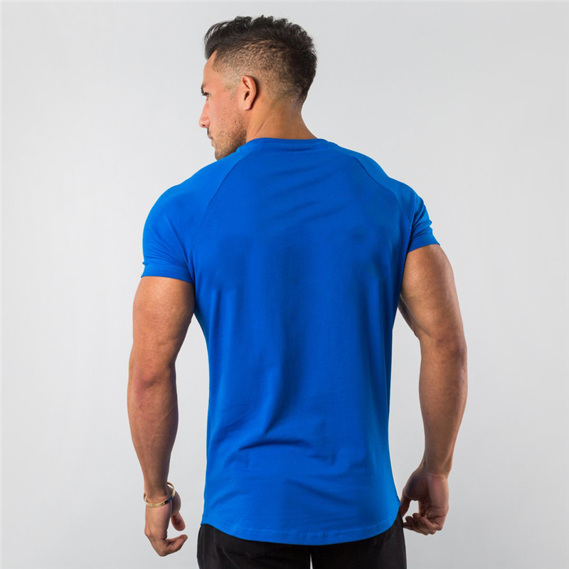 Camiseta de algodón de verano de manga corta para hombres, ropa de gimnasio, moda, tops ajustados lisos, camisetas deportivas, culturismo, camiseta de fitness para hombres