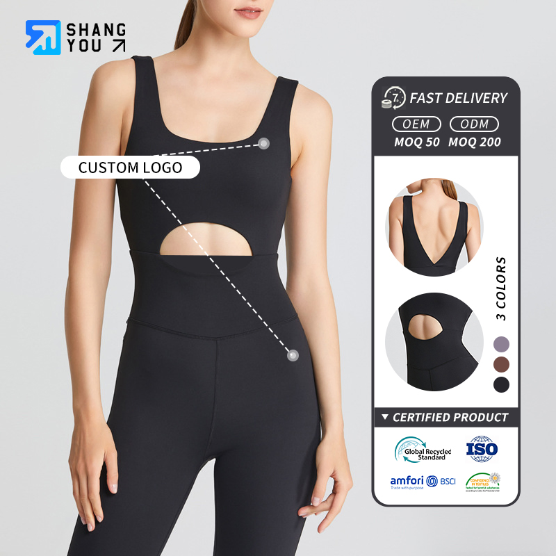 Yw974L Europa y Estados Unidos Nuevo Mono Enterizo Ajustado Traje de Fitness Femenino Hueco Espalda Bella Ropa de Danza Pilates Yoga