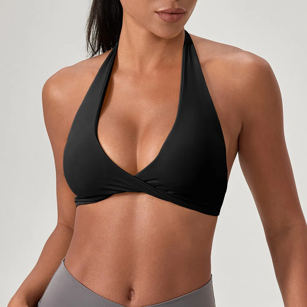 Sujetadores deportivos de alto rendimiento con tirantes cruzados y elásticos, tops de entrenamiento acanalados para mujeres, sujetadores deportivos de alto impacto para fitness