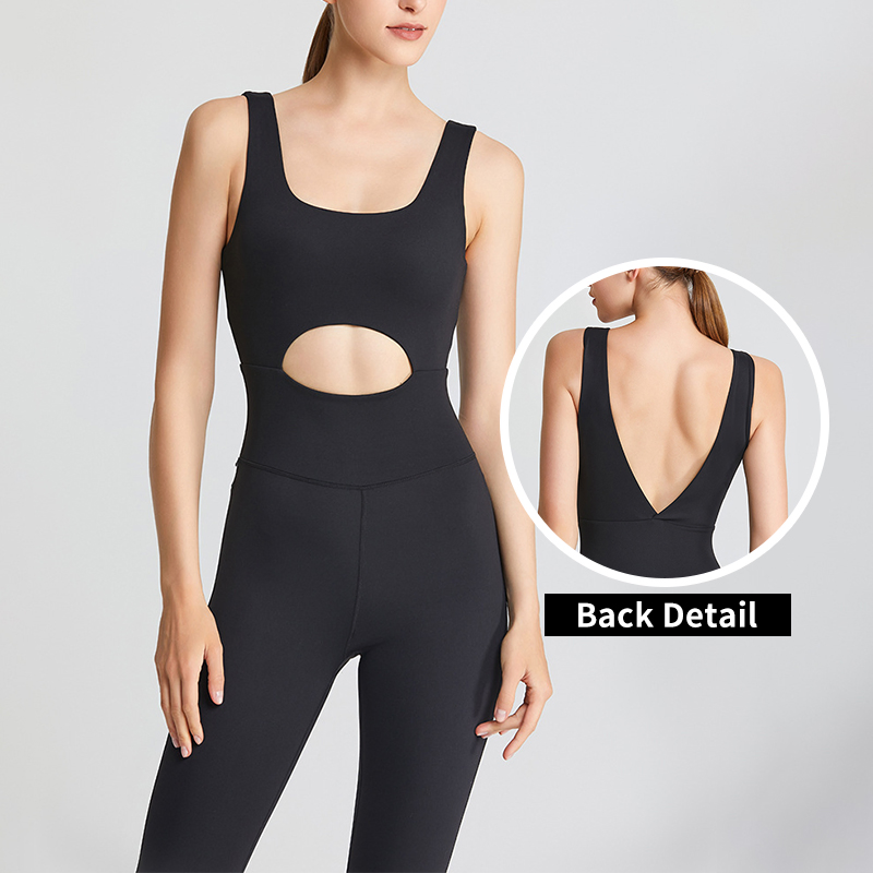 Yw974L Europa y Estados Unidos Nuevo Mono Enterizo Ajustado Traje de Fitness Femenino Hueco Espalda Bella Ropa de Danza Pilates Yoga