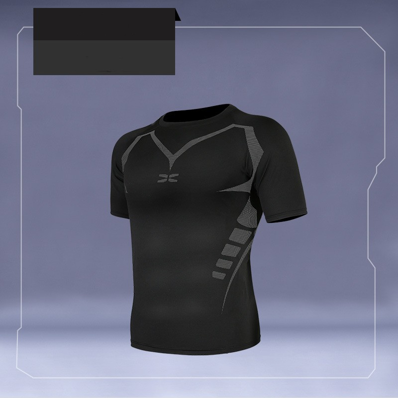 Los hombres la parte superior de deportes de secado rápido ejecutando APRETADO DE MANGA CORTA Camiseta de gimnasia