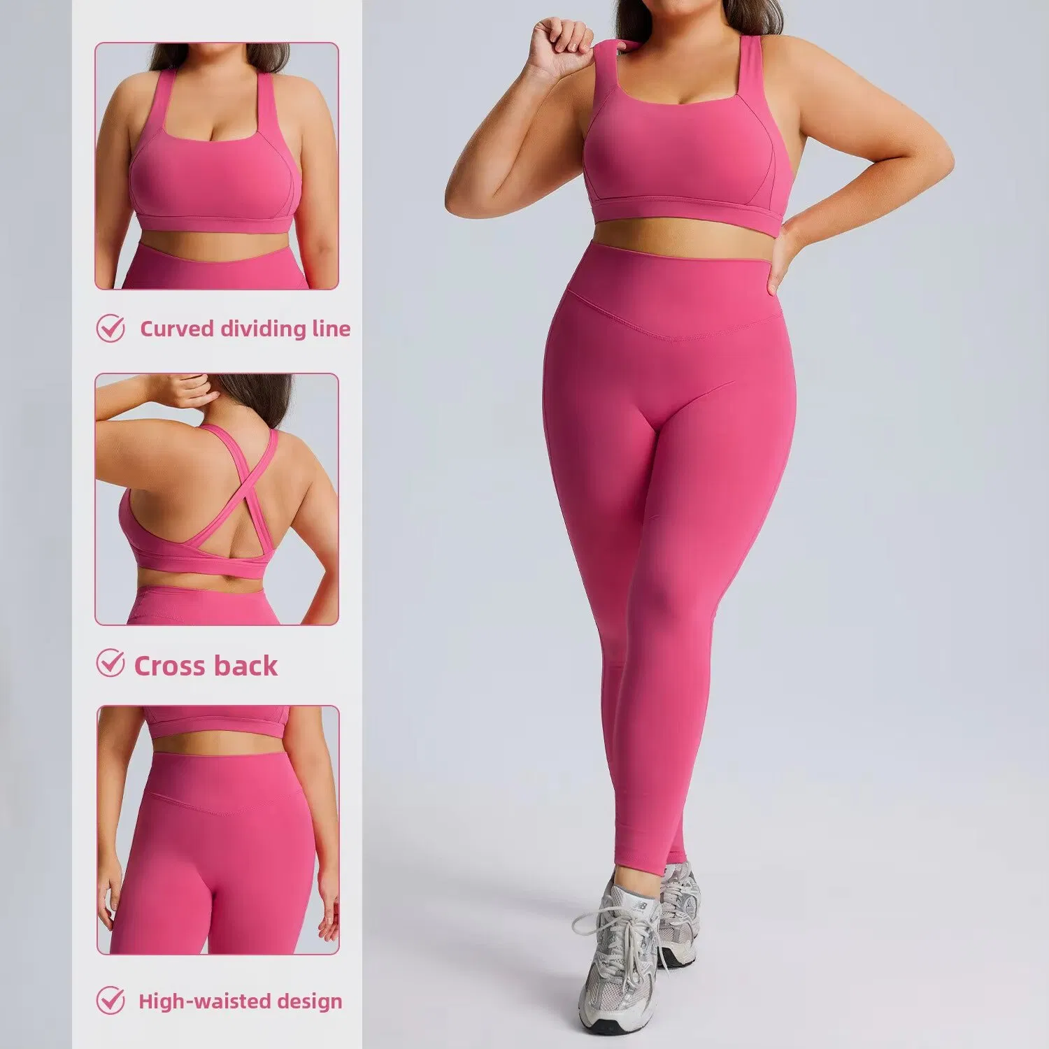 Conjunto de pantalones cortos de yoga de talla grande personalizado europeo americano con cintura elástica, suave, de tela ecológica y transpirable para deportes y fitness diario