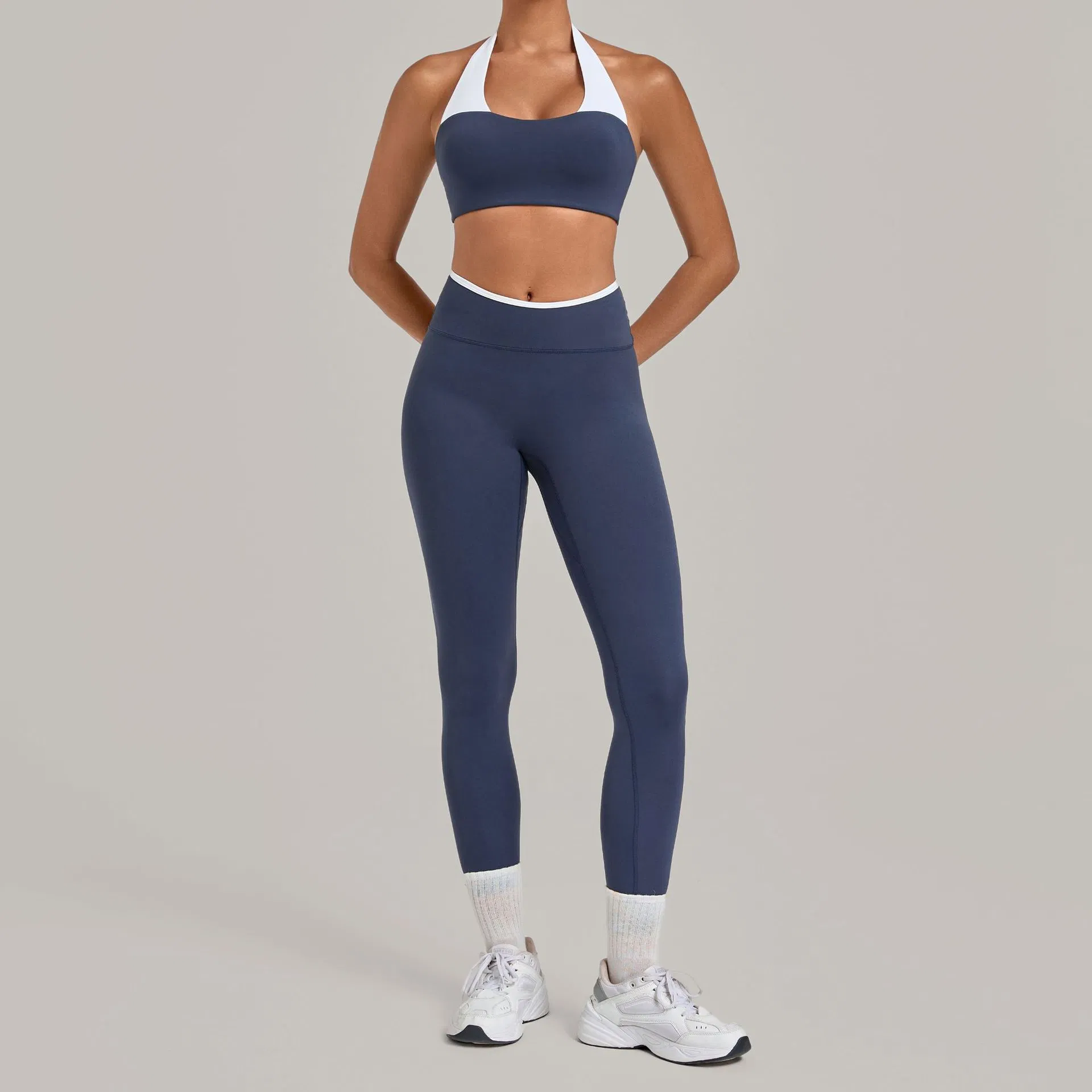 Conjunto de Leggings de Yoga y Sujetador Deportivo U-Cuello Moda para Mujeres 2piece
