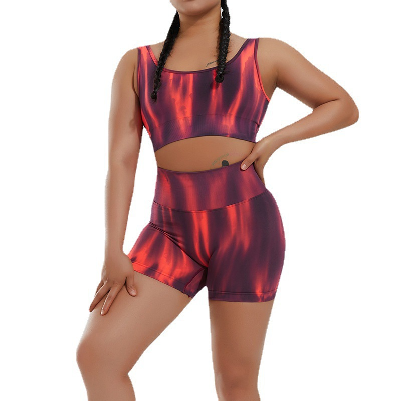 Conjunto de teñido anudado sin costuras, sexy, con cintura alta para entrenamiento, gimnasio y yoga. Ropa de fitness sexy para mujeres
