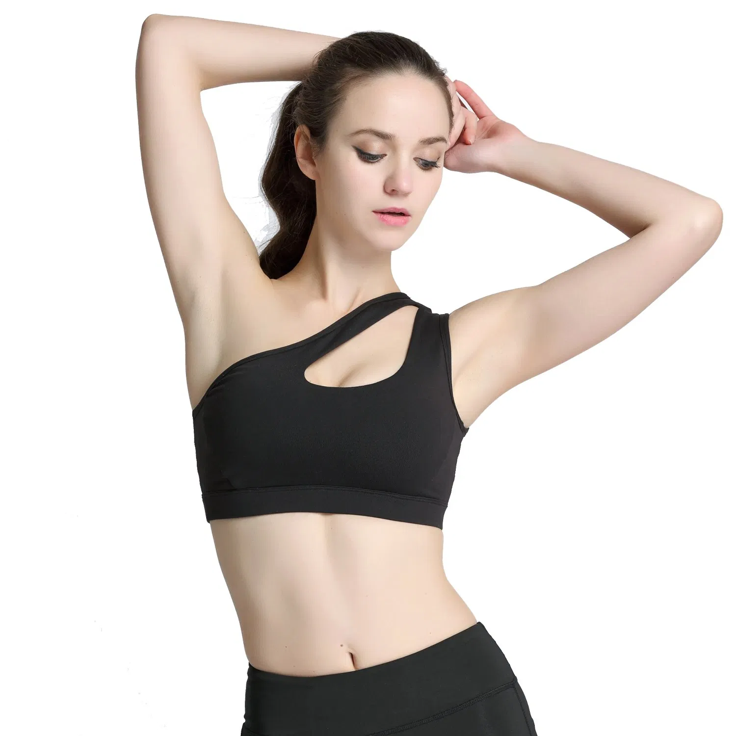 Sujetadores de yoga y fitness de alta impacto para mujeres, transpirables, de un solo hombro, con estilo y comodidad