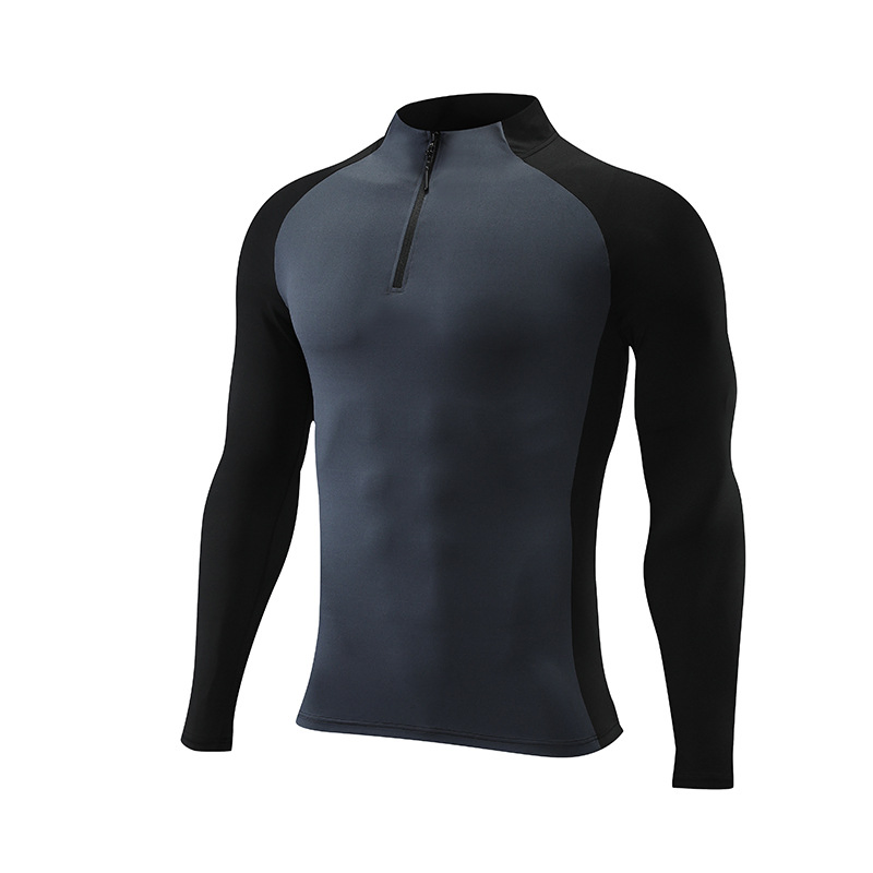 Ropa de secado rápido de manga larga para otoño e invierno, camiseta ajustada de entrenamiento con media cremallera para hombres, baloncesto, running y deportes al aire libre