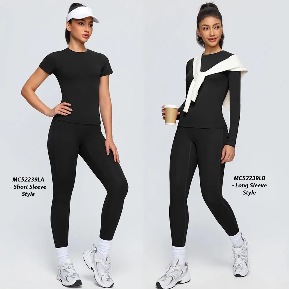 Conjunto de Ropa Deportiva Esencial de Verano de 2 Piezas para Mujeres, Camiseta Deportiva de Manga Corta con Leggings de Cintura Alta para Correr y Tenis