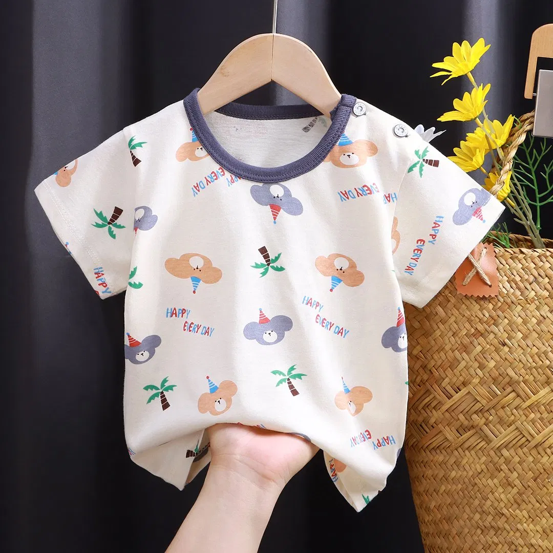 Ropa infantil para niños y niñas, nueva moda de verano con camisetas de manga corta