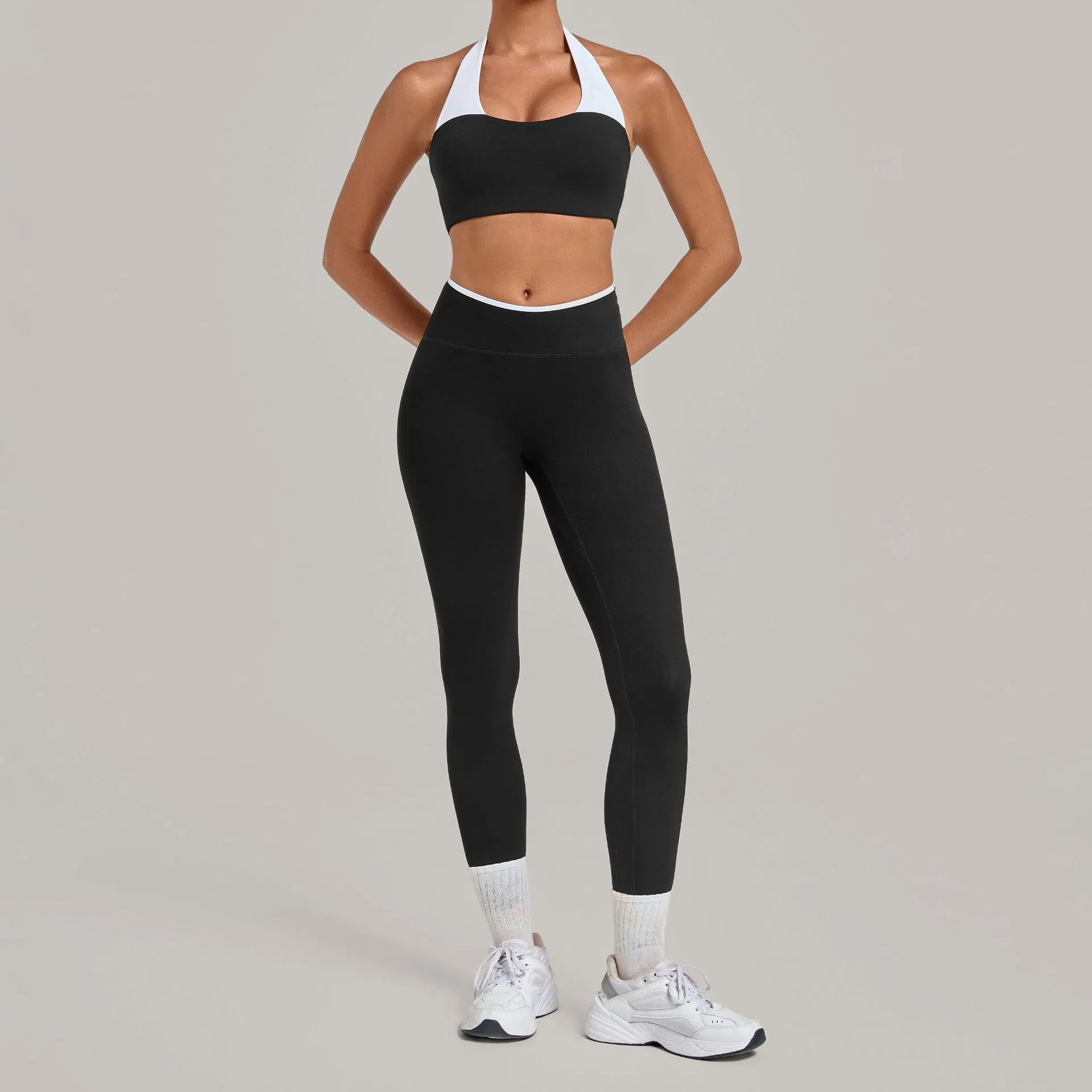 High-Waisted Leggings U-Neck Yoga Bra Pilates Women Sports Wear Clothing 2piece Set
