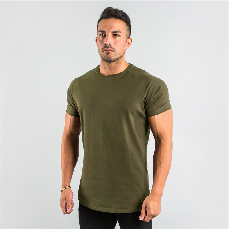 Camiseta de algodón de verano de manga corta para hombres, ropa de gimnasio, moda, tops ajustados lisos, camisetas deportivas, culturismo, camiseta de fitness para hombres