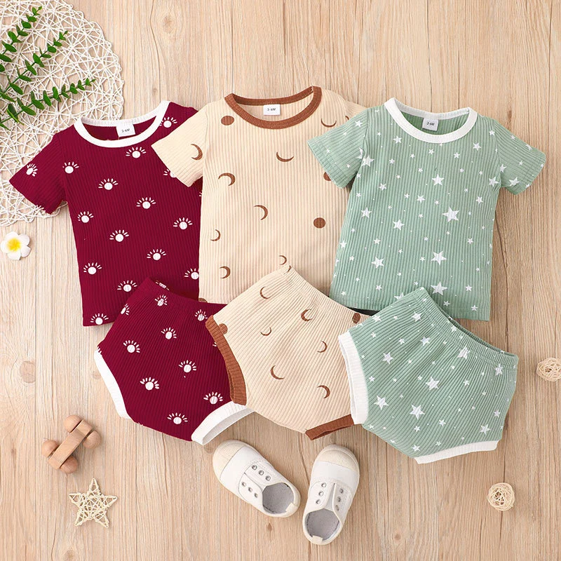 Conjuntos de ropa para bebés niño verano casual ropa para niños dos piezas conjuntos pantalones cortos y camiseta niños lindos prime; S ropa