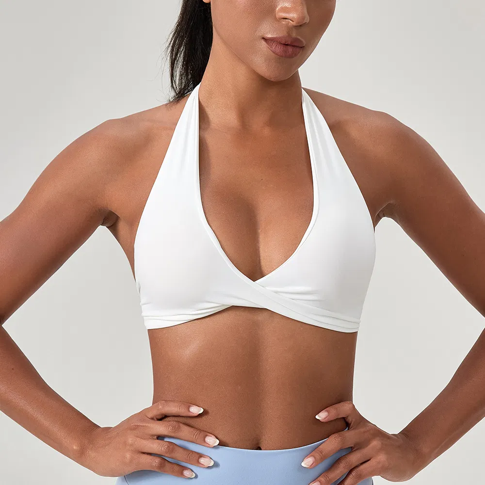 Sujetadores deportivos de alto rendimiento con tirantes cruzados y elásticos, tops de entrenamiento acanalados para mujeres, sujetadores deportivos de alto impacto para fitness