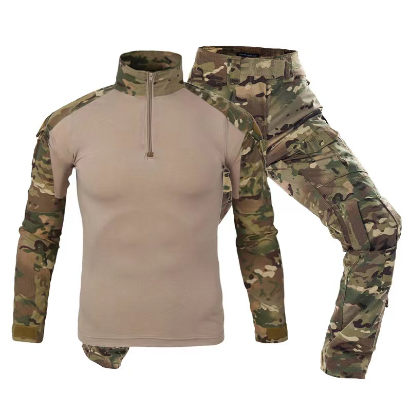 Conjunto de Entrenamiento de Camuflaje Exterior de Mangas Largas Trajes de Combate de Rana Ropa Táctica para Senderismo
