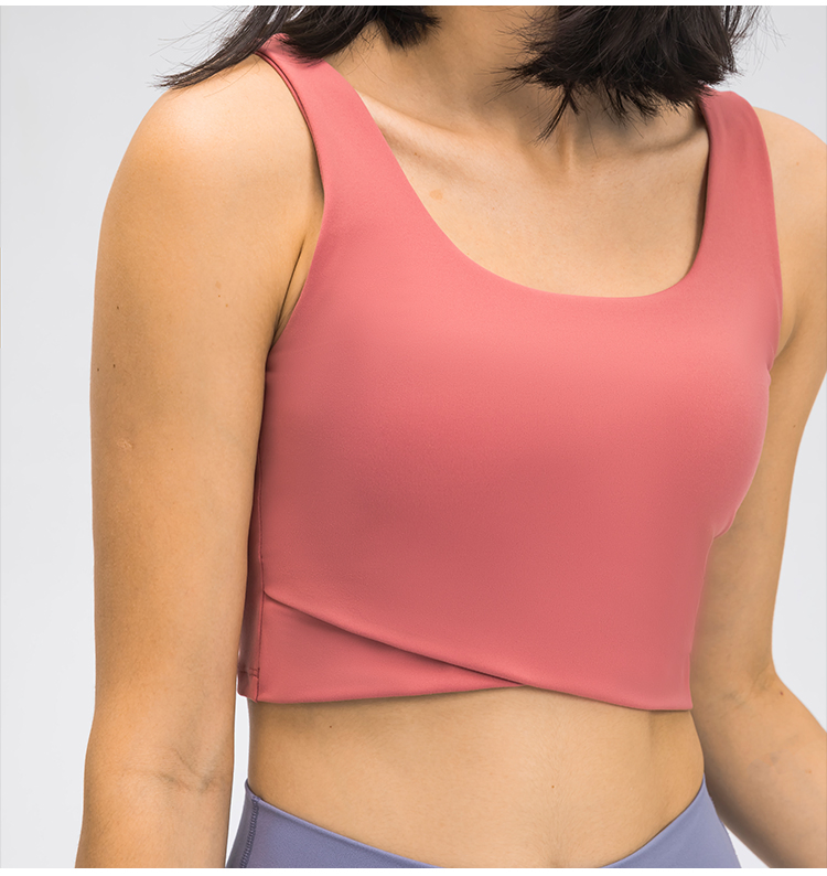 Sujetador deportivo de alta calidad sin mangas para mujeres; S dobladillo ancho de alto impacto para yoga