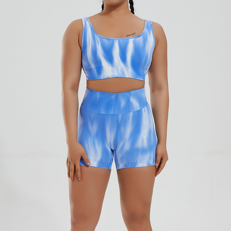 Conjunto de teñido anudado sin costuras, sexy, con cintura alta para entrenamiento, gimnasio y yoga. Ropa de fitness sexy para mujeres