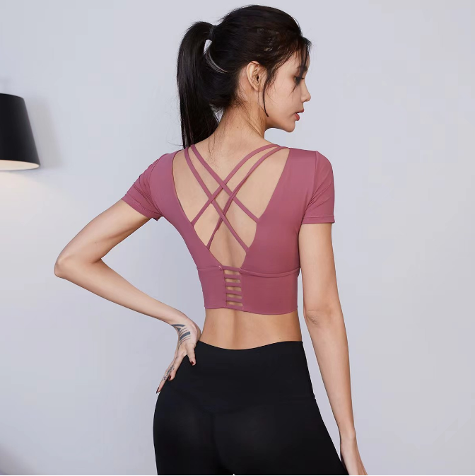 Ropa de yoga para mujeres, camisetas de gimnasio, ropa de fitness, camisetas deportivas, tops cortos