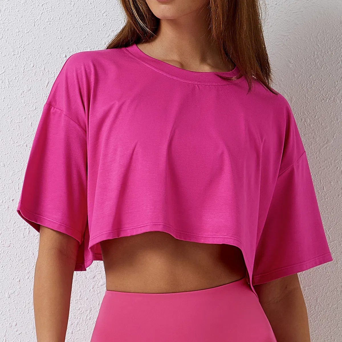 Ropa de yoga de manga corta ecológica para mujeres, ropa de fitness suelta