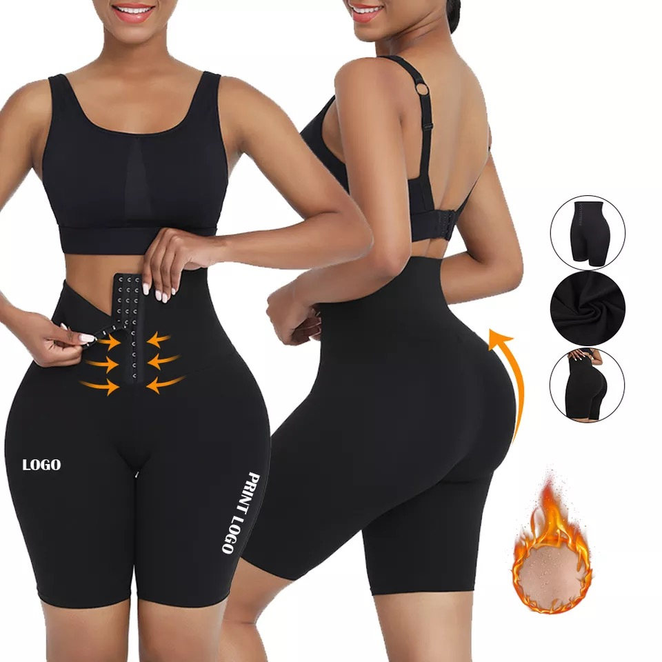 Pantalones cortos de yoga y ropa para mujeres de talle grande, corsé reductor de cintura para entrenamiento al por mayor, pantalones cortos y leggings personalizados de cintura alta con cinchador de cintura