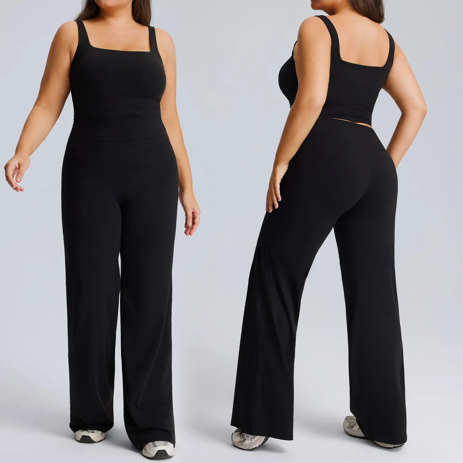 Breathable Plus Size Gym Wear Yoga Crop Tank Top Shorts 2-Piece Set Eco-Friendly Recyclable Lightweight Sports Bra Scrunch Butt Gym Fitness Sportswear