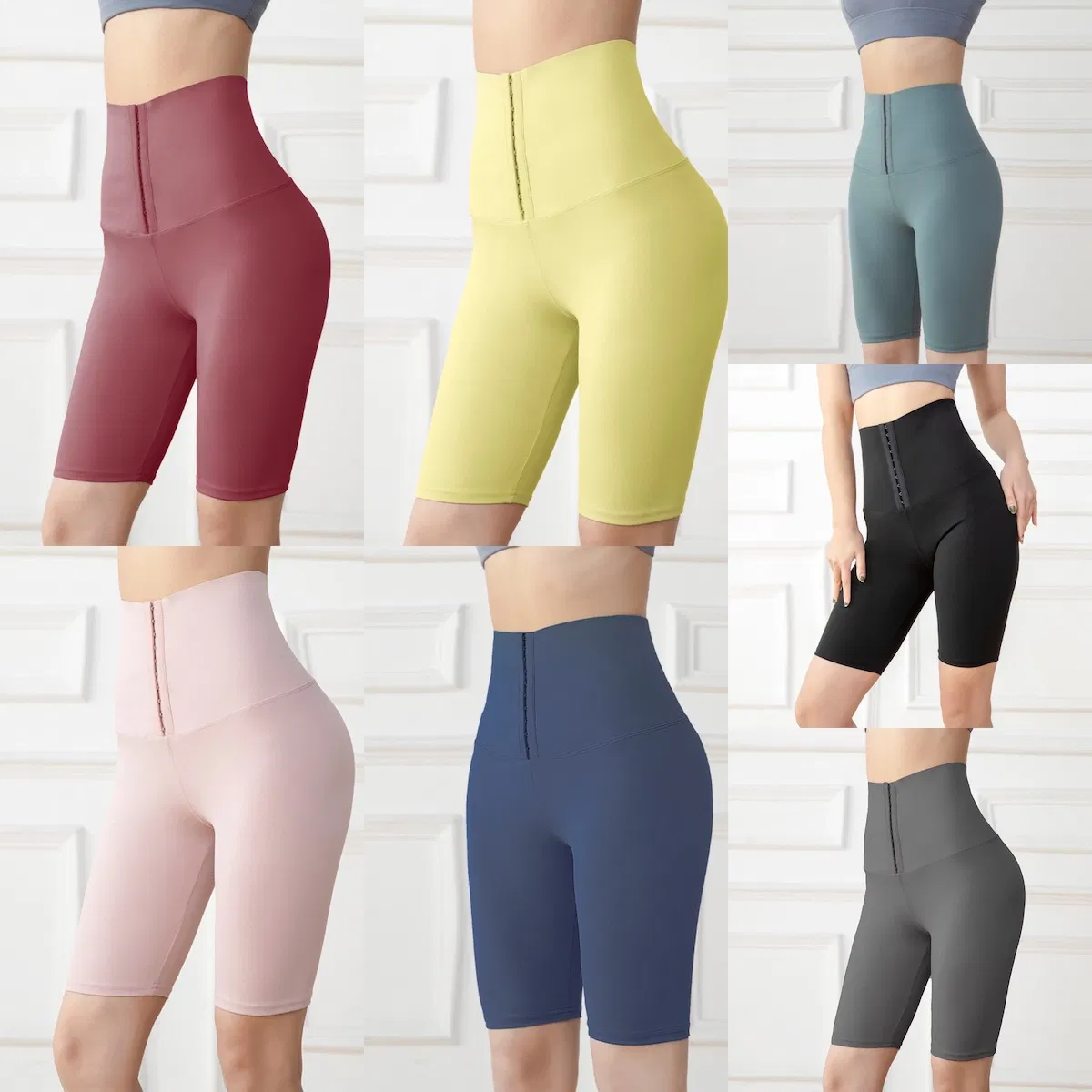 Pantalones cortos de yoga y ropa para mujeres de talle grande, corsé reductor de cintura para entrenamiento al por mayor, pantalones cortos y leggings personalizados de cintura alta con cinchador de cintura